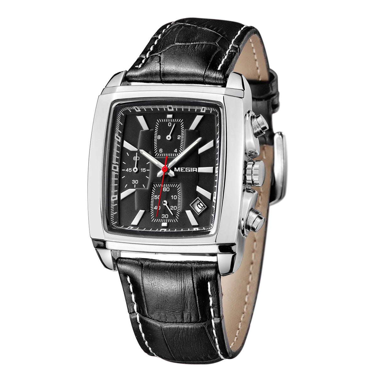 MEGIR Watch Men Business Wristwatch Rectangle Quartz Military Watches Waterproof Luminous Leather Strap Sport Casual Clock Reloj Hombre 2028 - (store front) default at Dealshubindia