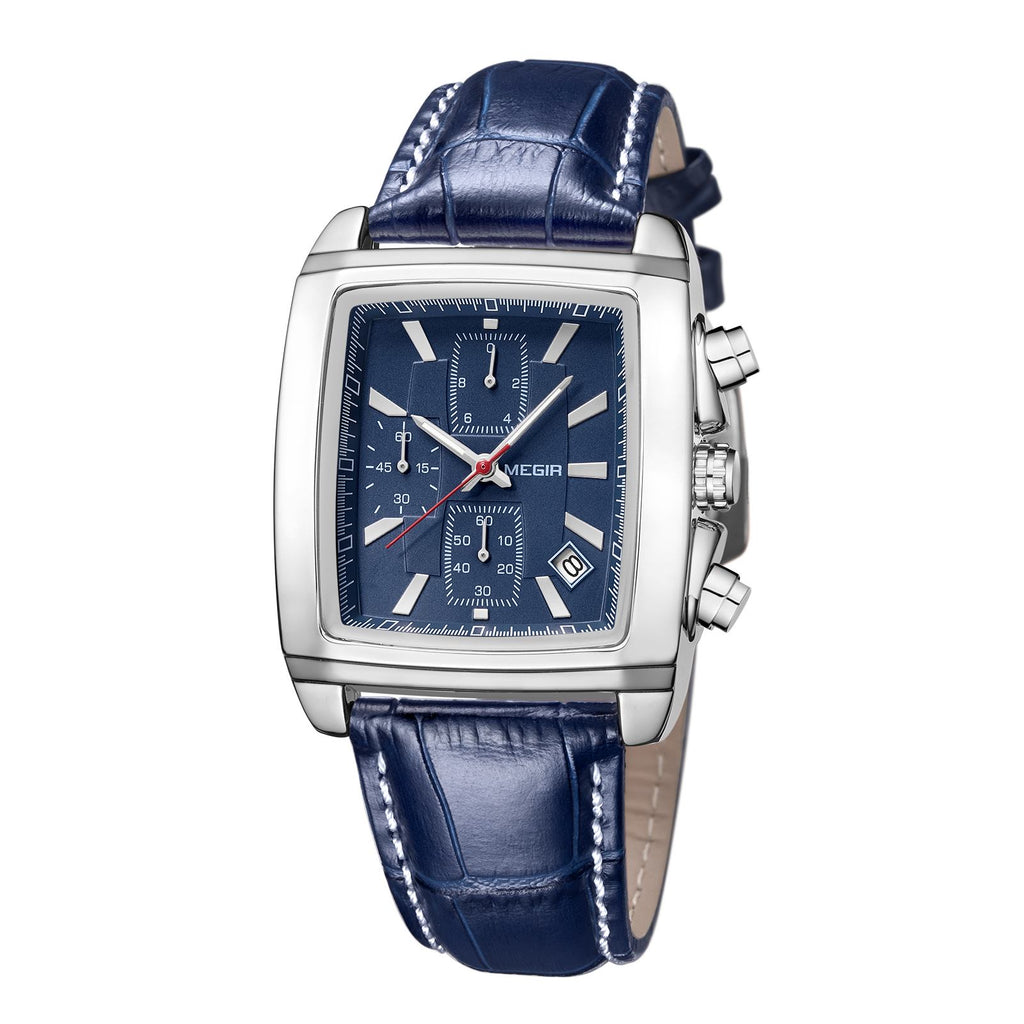 MEGIR Watch Men Business Wristwatch Rectangle Quartz Military Watches Waterproof Luminous Leather Strap Sport Casual Clock Reloj Hombre 2028 - (store front) default at Dealshubindia