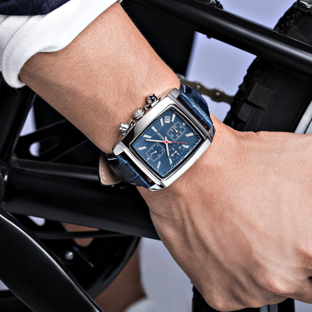 MEGIR Watch Men Business Wristwatch Rectangle Quartz Military Watches Waterproof Luminous Leather Strap Sport Casual Clock Reloj Hombre 2028 - (store front) default at Dealshubindia