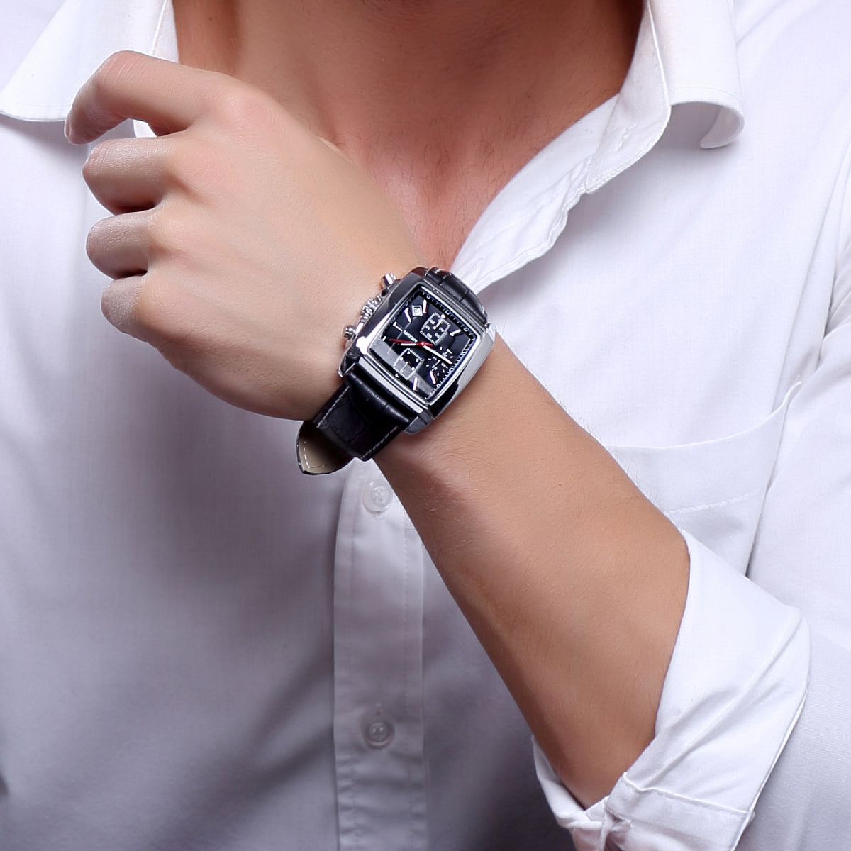 MEGIR Watch Men Business Wristwatch Rectangle Quartz Military Watches Waterproof Luminous Leather Strap Sport Casual Clock Reloj Hombre 2028 - (store front) default at Dealshubindia