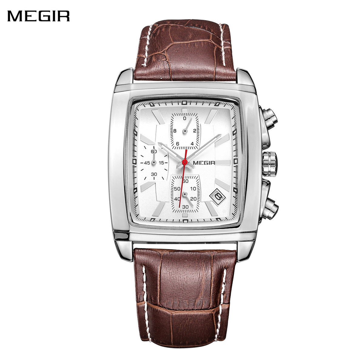 MEGIR Watch Men Business Wristwatch Rectangle Quartz Military Watches Waterproof Luminous Leather Strap Sport Casual Clock Reloj Hombre 2028 - (store front) default at Dealshubindia