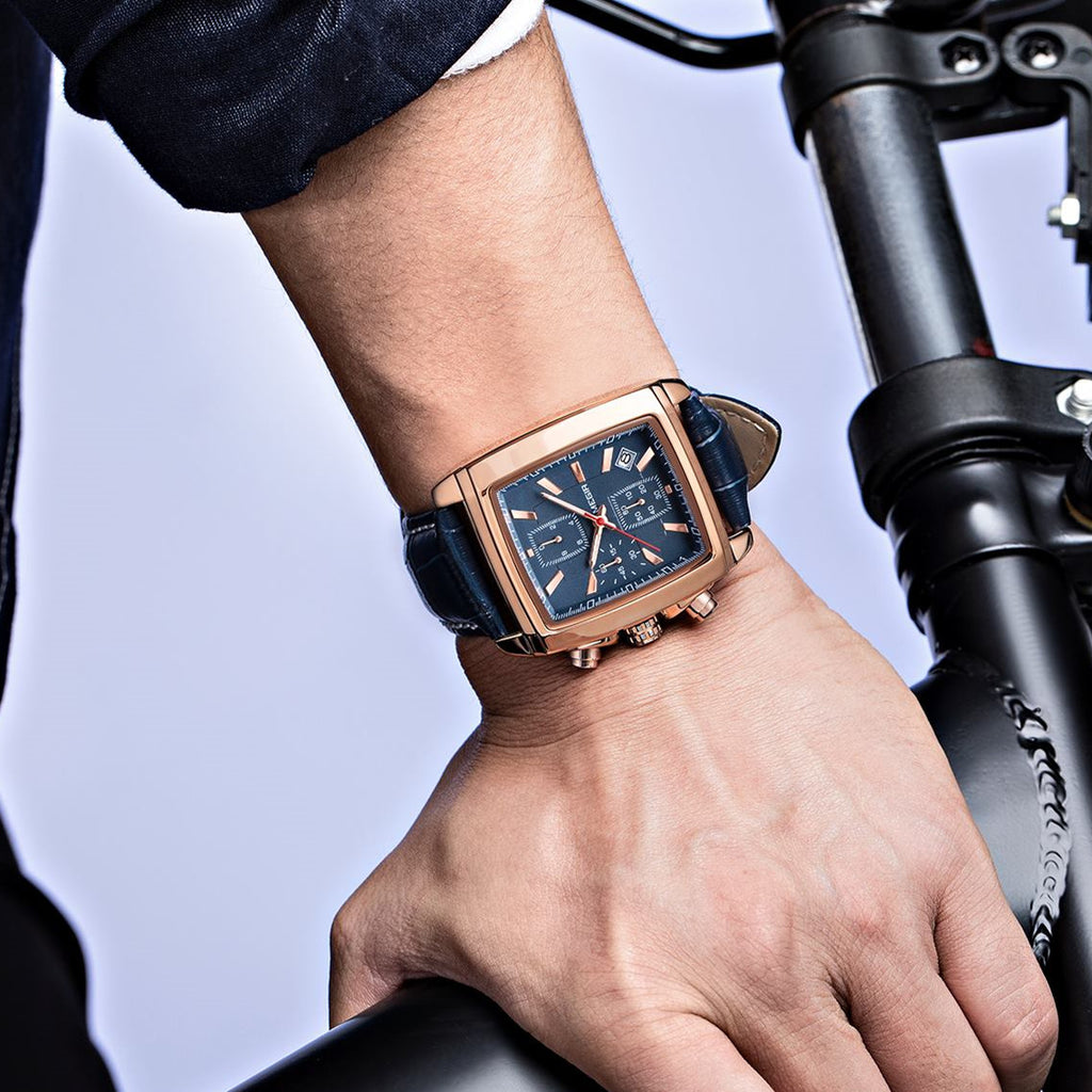 MEGIR Watch Men Business Wristwatch Rectangle Quartz Military Watches Waterproof Luminous Leather Strap Sport Casual Clock Reloj Hombre 2028 - (store front) default at Dealshubindia