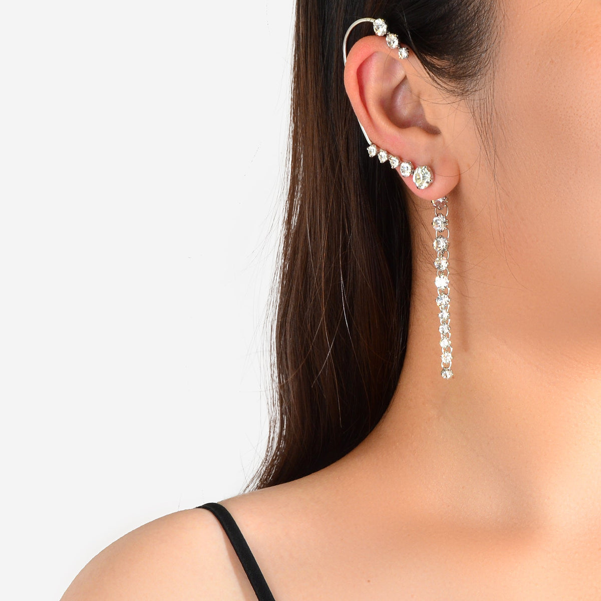 1 pc Luxury Cartilage Jewellery Full Rhinestone Long Ear Cuff Cartilage Earring