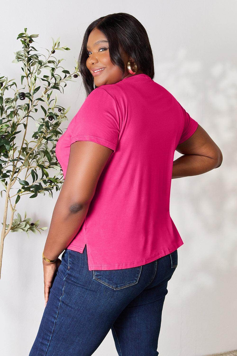 Basic Bae Full Size Round Neck Short Sleeve T-Shirt for Women - n/a at Dealshubindia