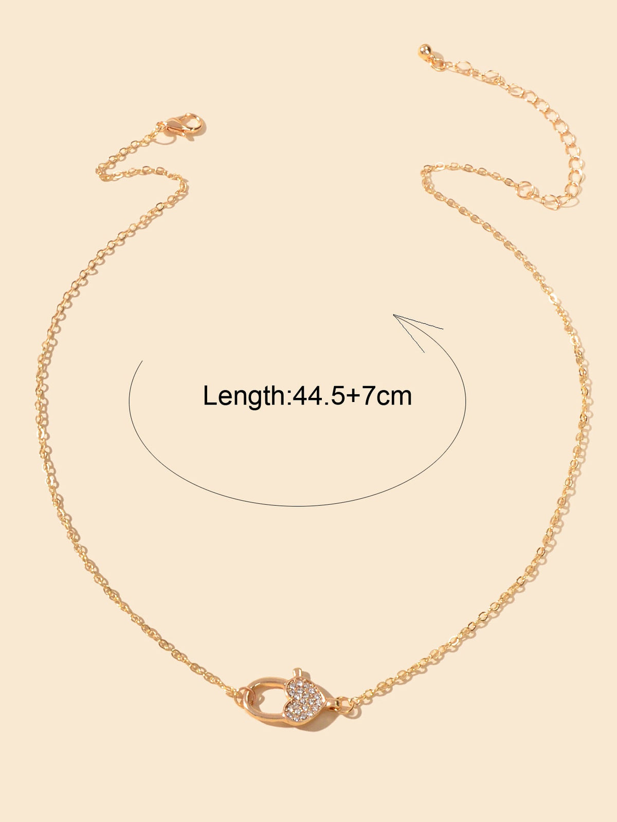 Engagement Jewellery Gift Gold Chain Rhinestone Decor Heart Lock Charm Necklace