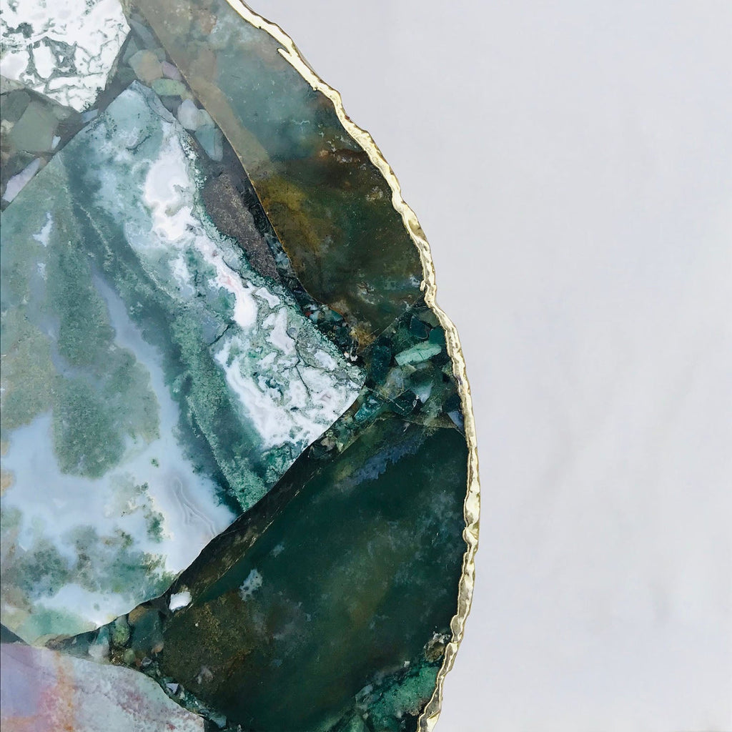 Green Agate Side Table, Organic Edge