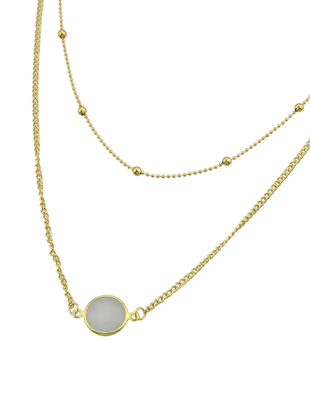 Boho Chic Double layer Gold Chain Round Charm Necklace Fashion Women Accessories