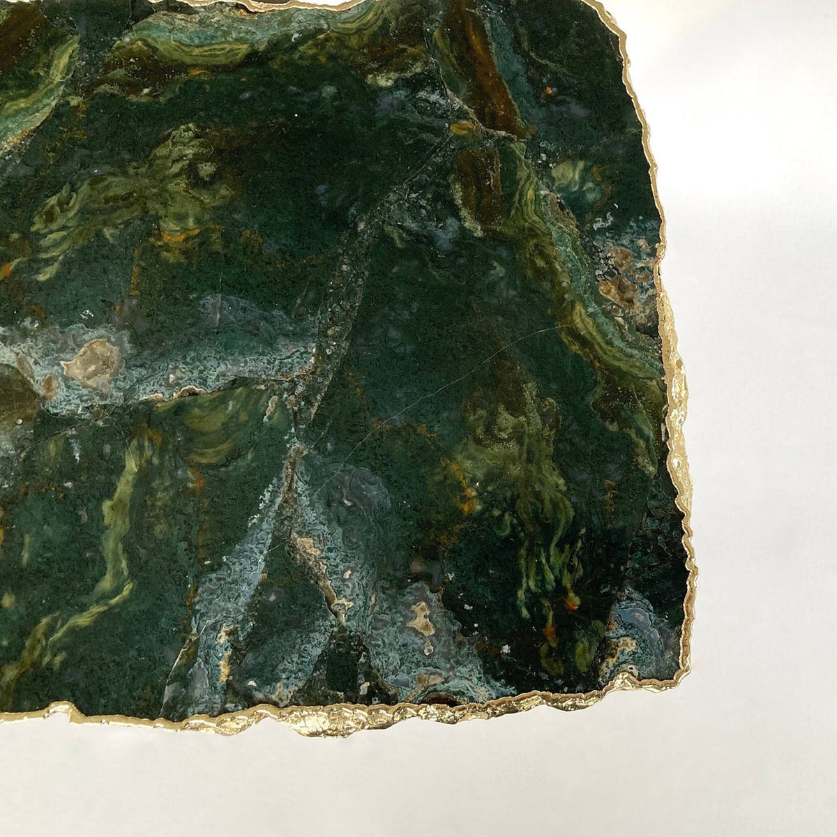 Green Agate Side Table, 10" x 15" Organic Edge