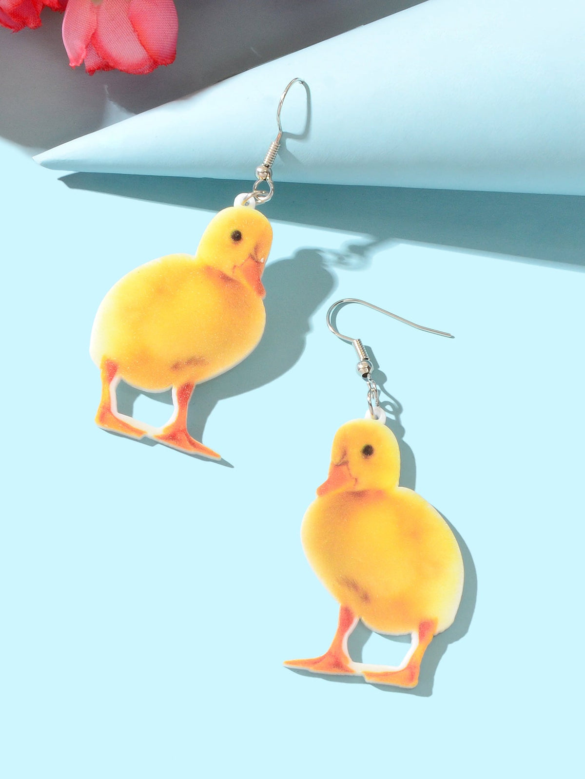 Yellow Acrylic Dangle Kawaii Funky Duckling Earrings Lovely Baby Duck Jewellery