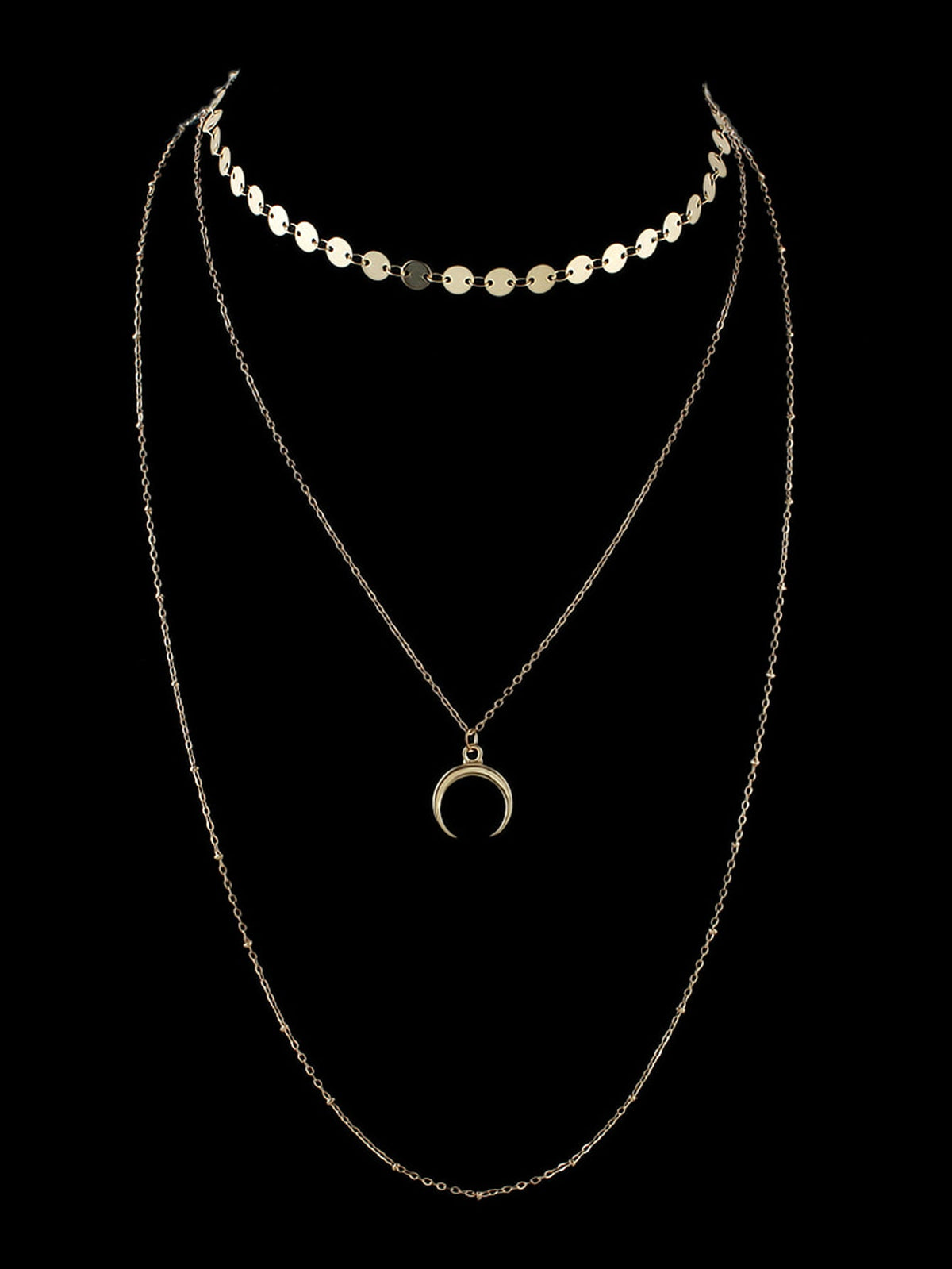 Boho Chic Multi-layer Gold Silver Chain Horns Charm Necklace Trendy Accessories