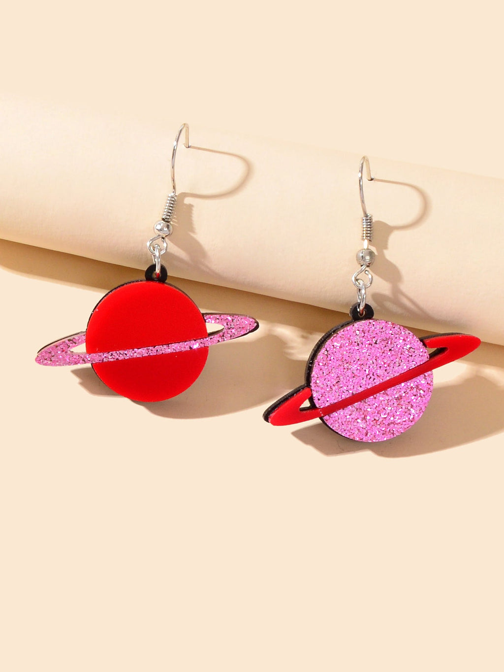 Party Decoration Women Red Resin Acrylic Planet Dangle Earrings Ear Jewellery