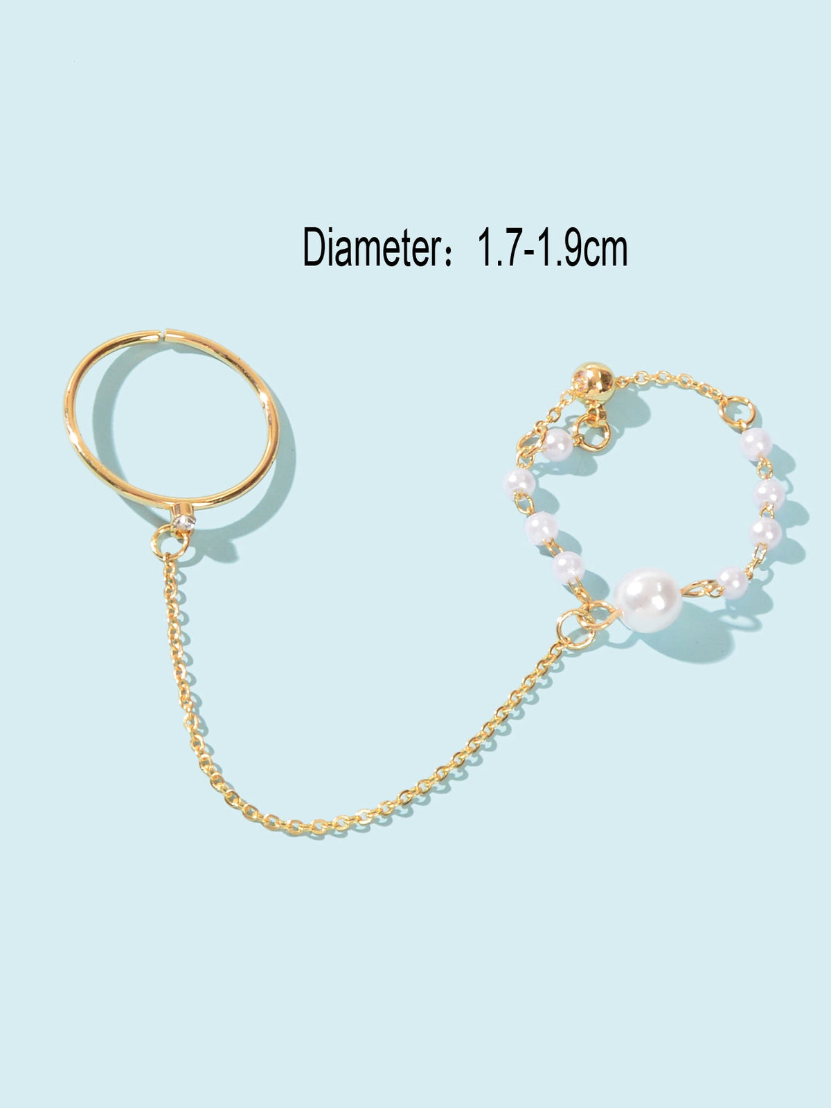 Pearl Punk Stackable Knuckle Chain Tassel Double Finger Midi Rings