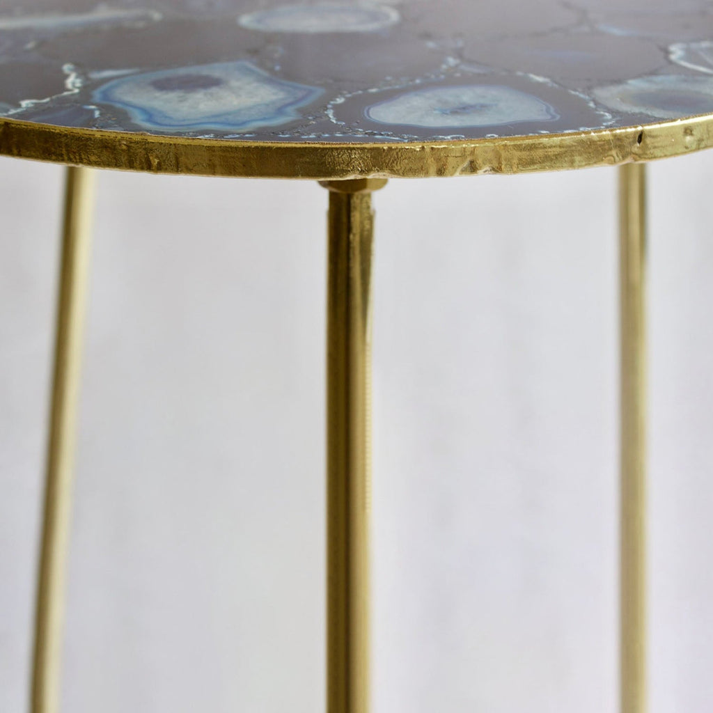 Blue Agate Side Table, Round Top