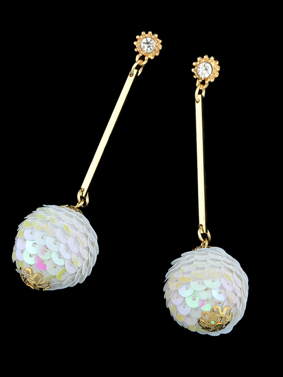 Rhinestone Sequins Ball Charm Pendant Dangle Earrings Women Girl Teens Jewellery