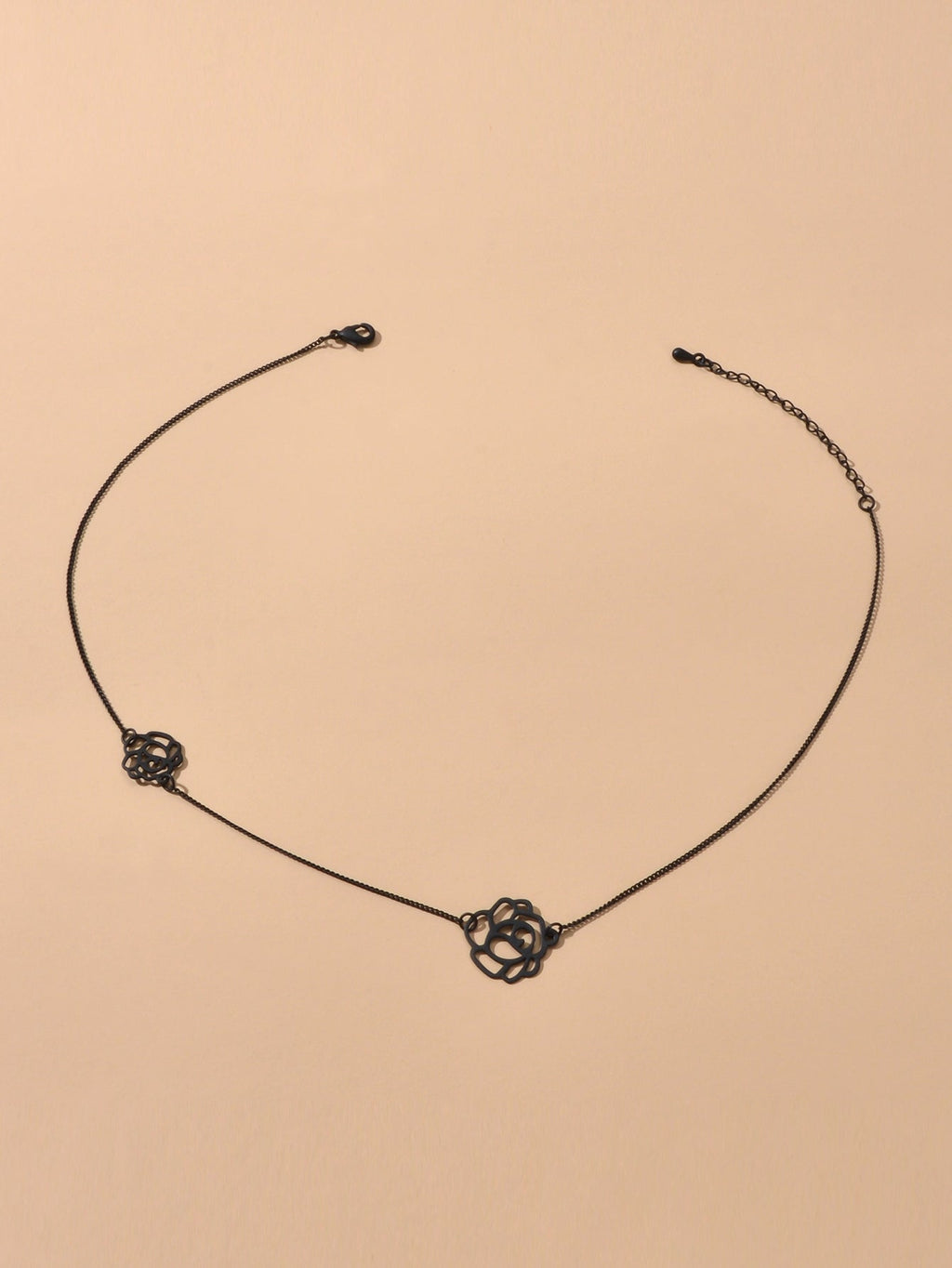 Retro Black Gold Chain Flower Collar Necklace Women Short Choker Accessories