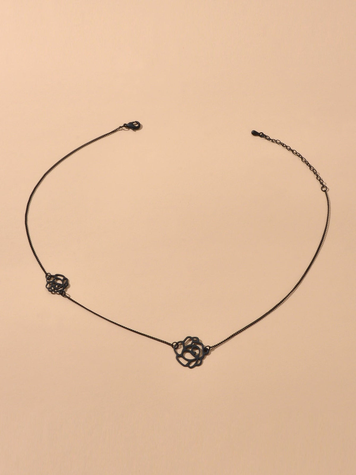 Retro Black Gold Chain Flower Collar Necklace Women Short Choker Accessories