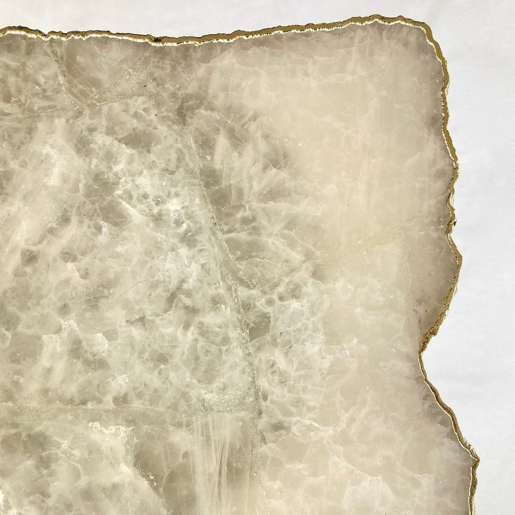 White Agate Side Table, 10" x 15" Organic Edge