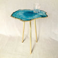 Small Blue Agate Side Table, 11" x 7" Organic Edge