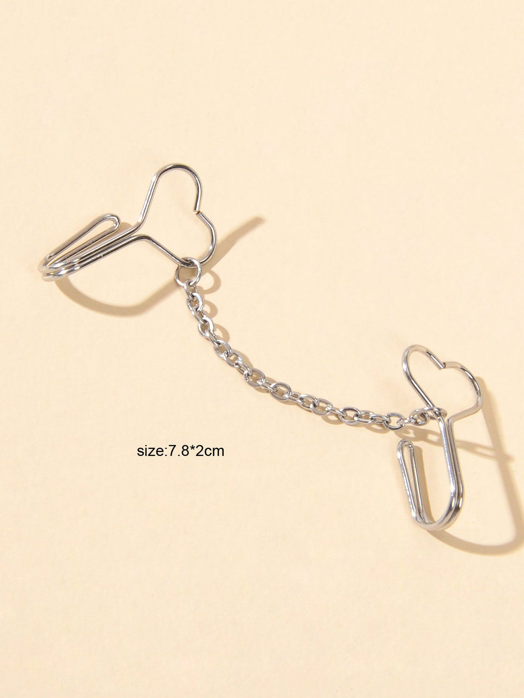 1pc Faux Lip Ear Nose Gold Silver Heart Chain Non Piercing Clip On Nose Ring