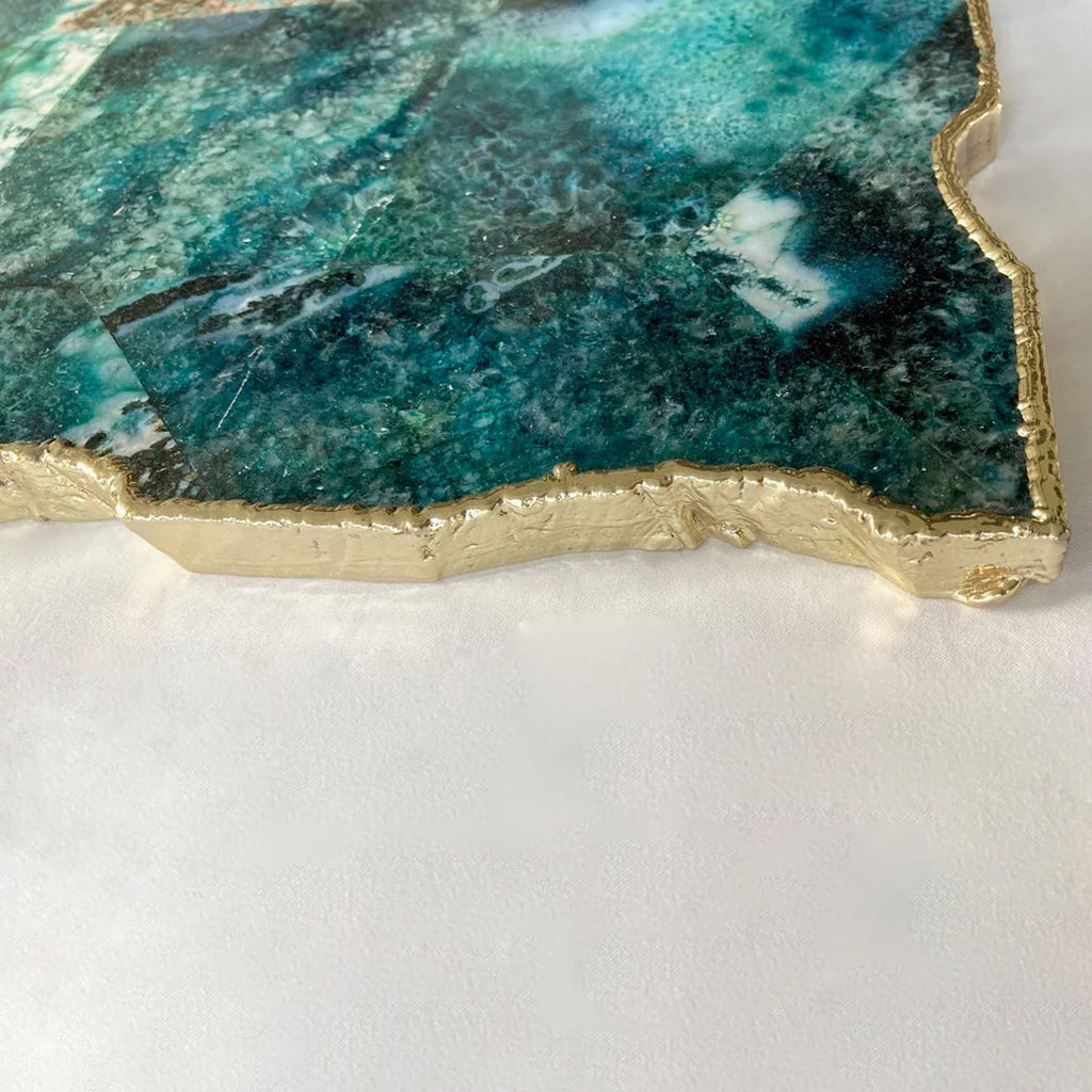 Large Composite Green Agate Cheese Platter/Tray 10"x15"