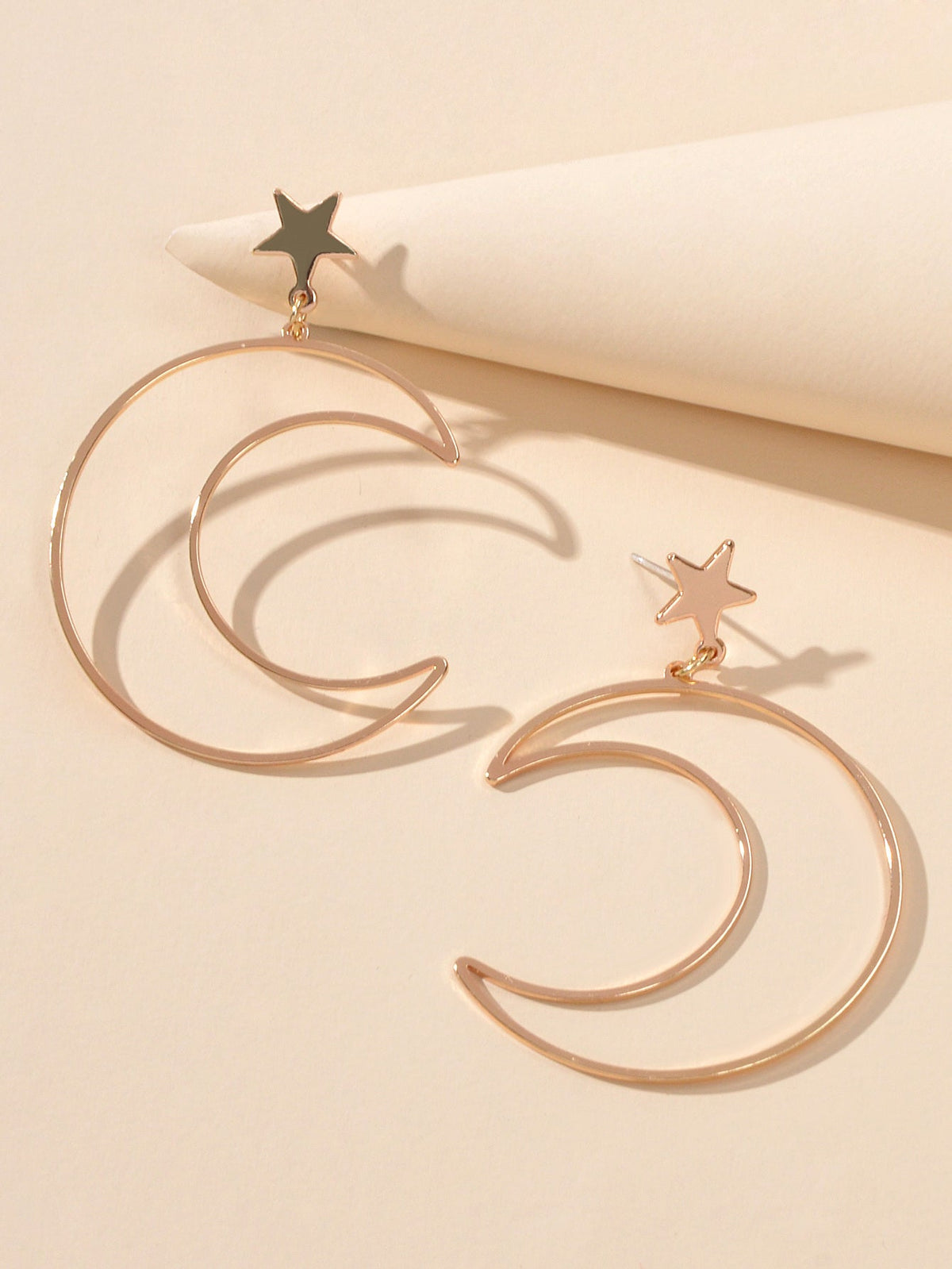 Trendy Minimalist Jewellery Gold Silver Star Moon Dangle Earrings Accessories