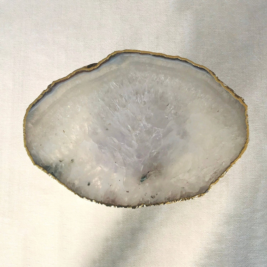 Small Gray Agate Side Table, 11" x 7" Organic Edge