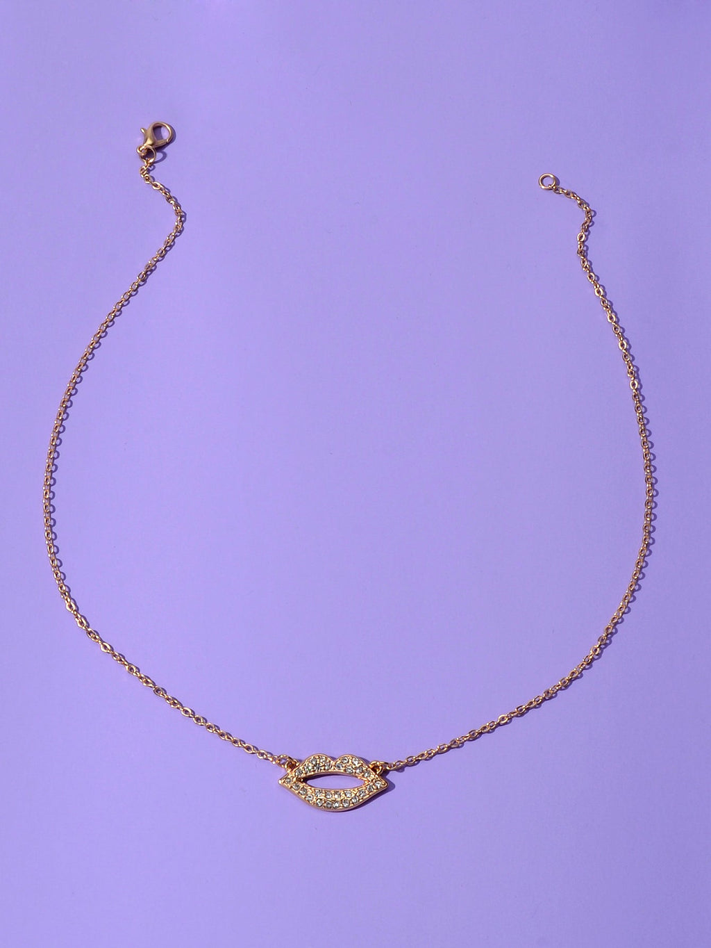 Engagement Jewellery Gift Rhinestone Decor Gold Chain Lip Charm Collar Necklace