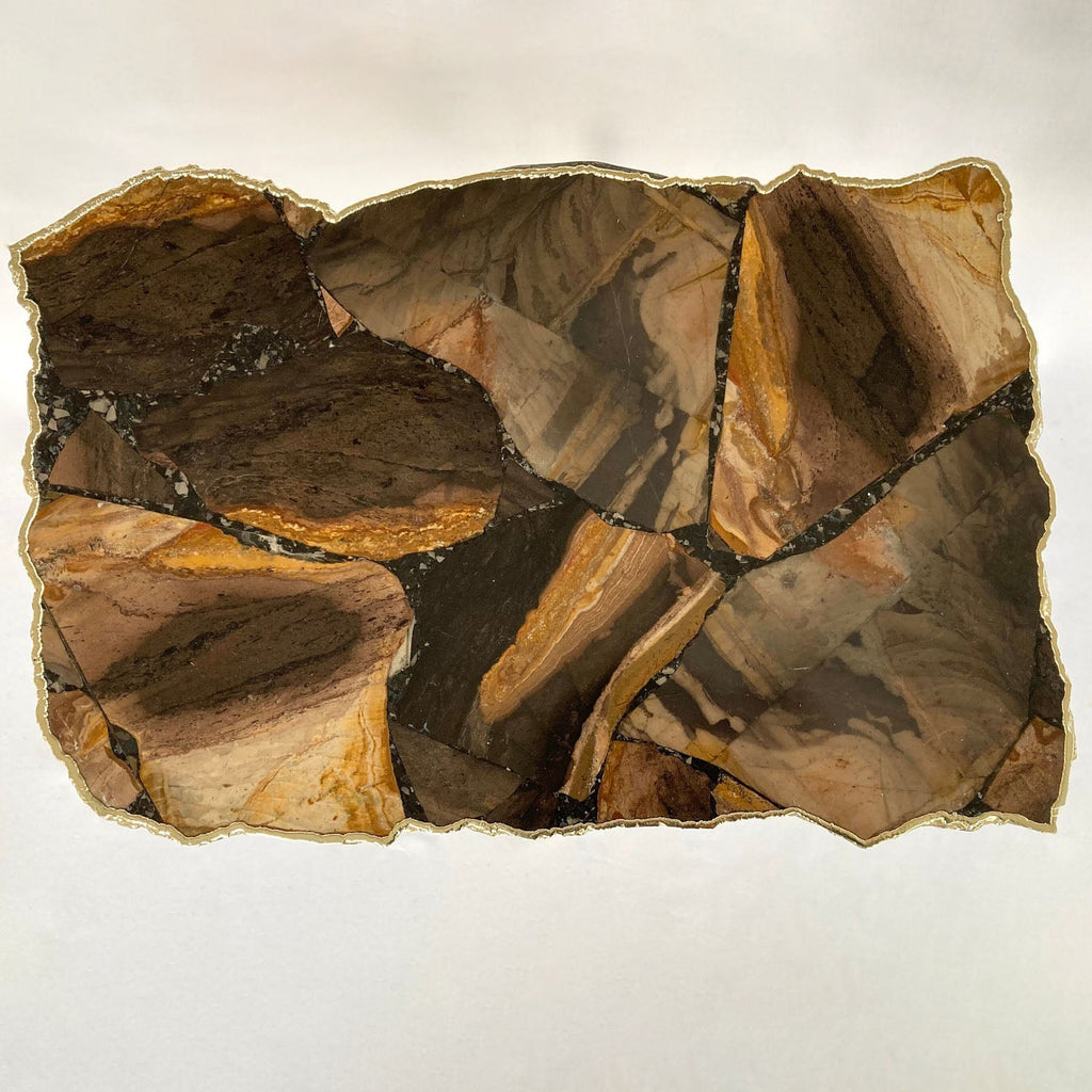 Brown Agate Side Table, 10" x 15" Organic Edge