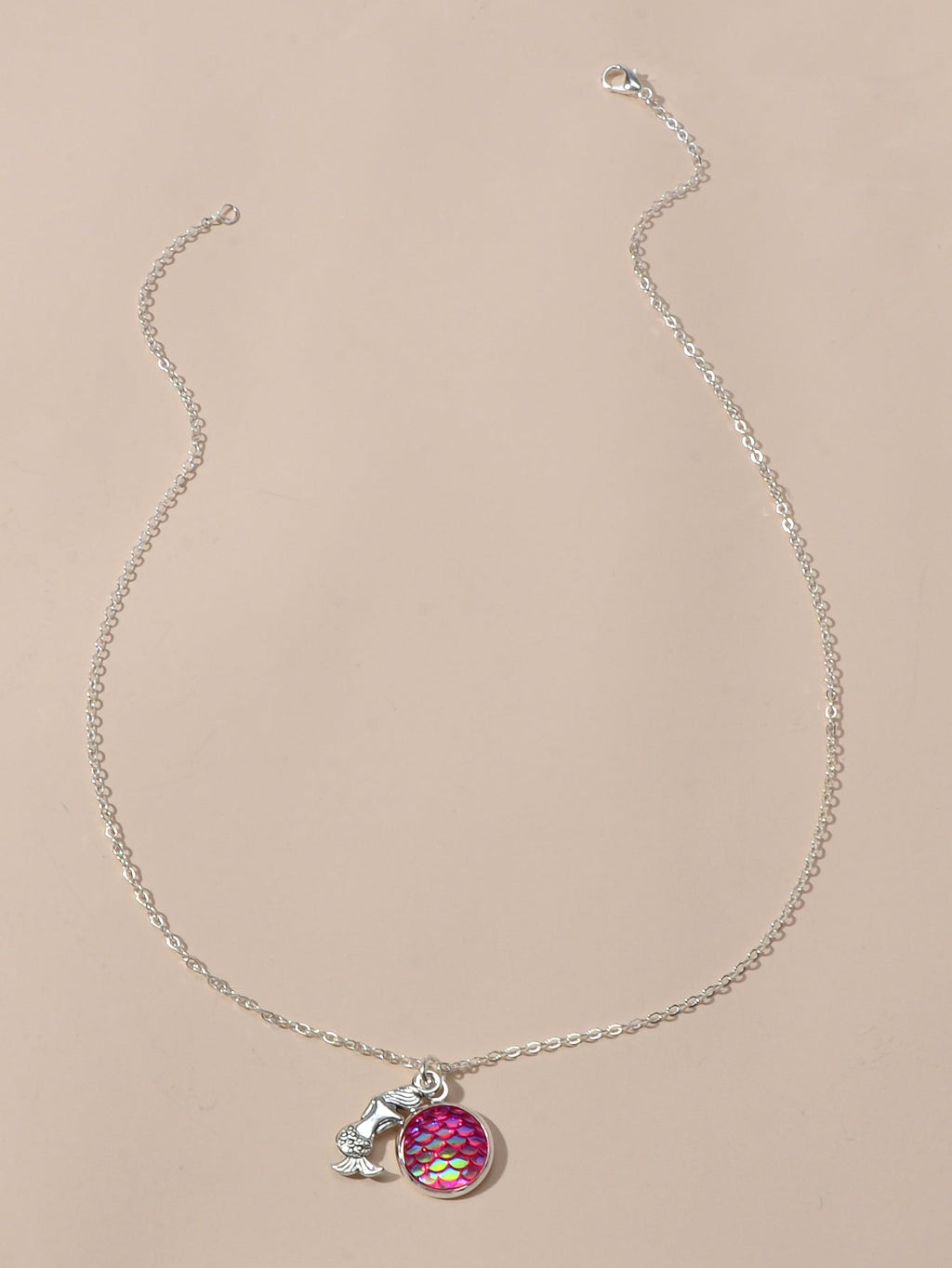 American Jewellery Silver Chain Mermaid Fish Scales Round Boho Chic Necklace