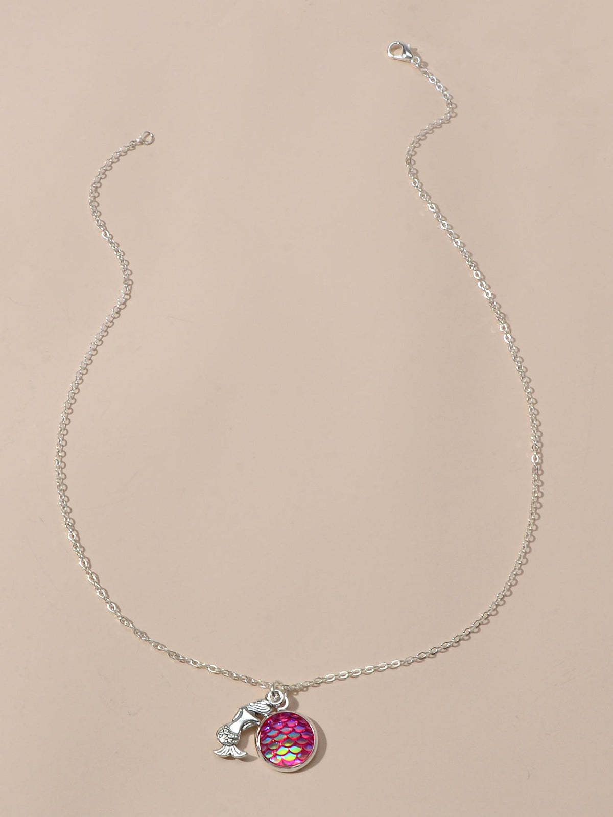 American Jewellery Silver Chain Mermaid Fish Scales Round Boho Chic Necklace