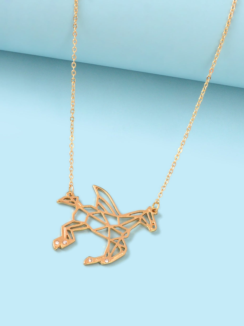 Designer Jewellery Minimalist Creative Gold Hollow Flying Horse Pendant Necklace