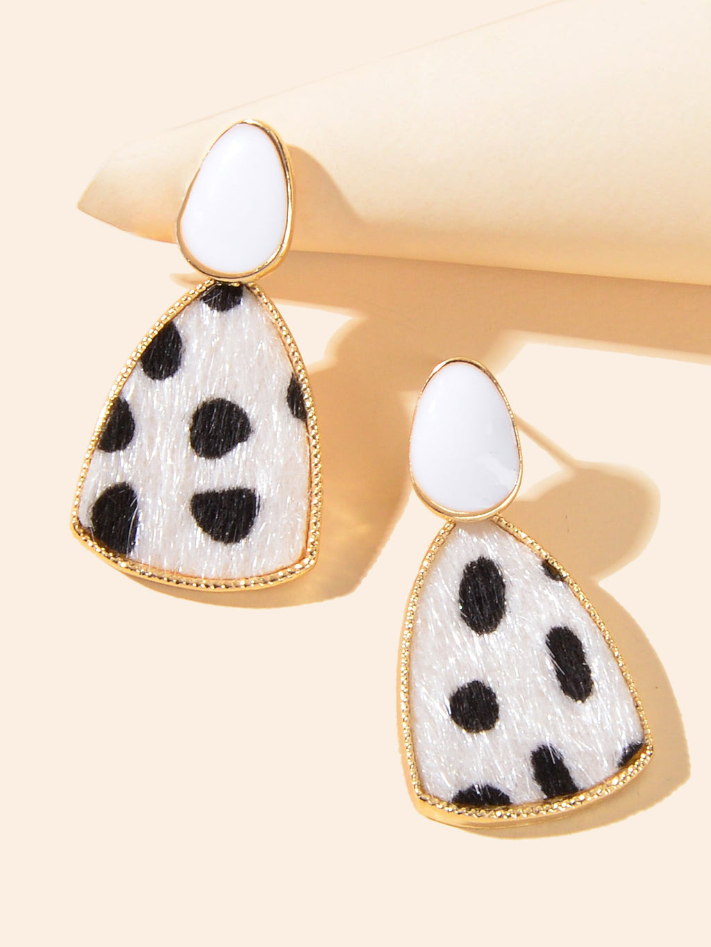 Cow Spot Pattern Geometric Girls Statement Hypoallergenic Pierced Gift Earrings
