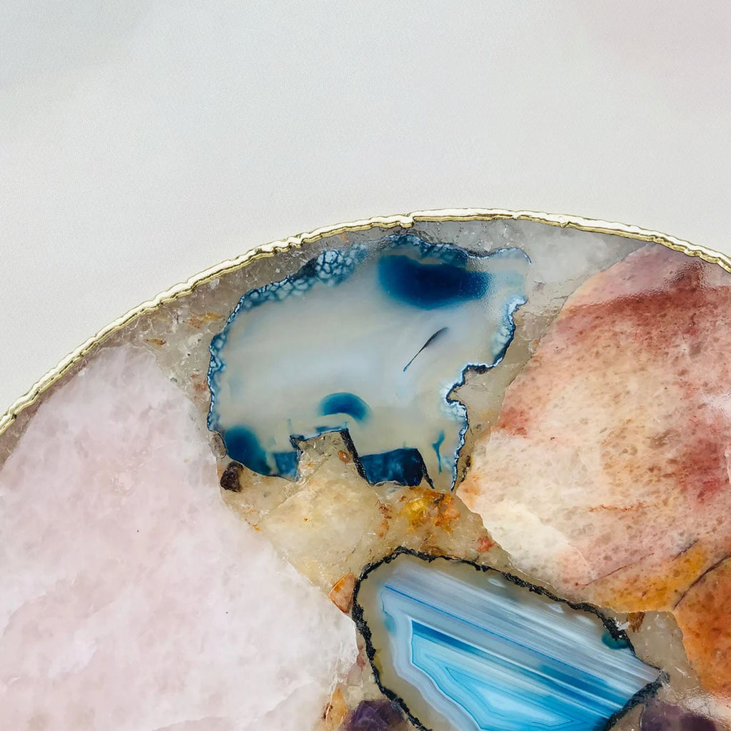 Multicolor Agate Round Platter, 12 Inch-3