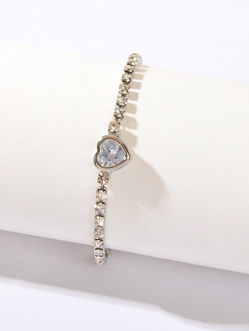 Anniversary Jewellery Shining Luxury Rhinestone Heart Adjustable Tennis Bracelet