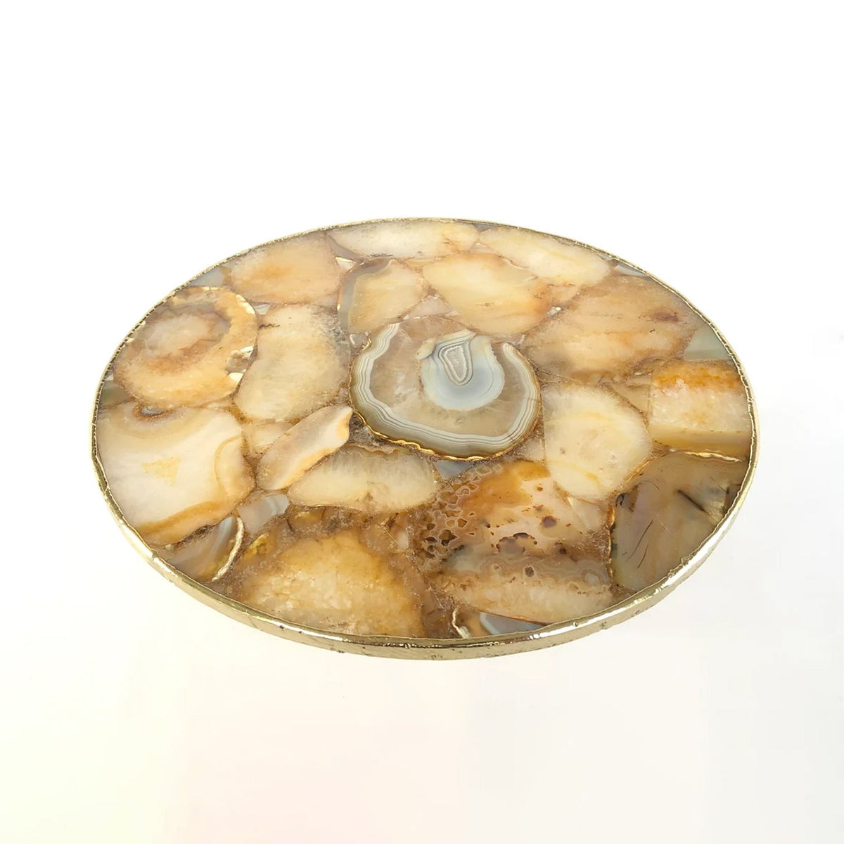 Golden Brown Agate Cake Stand/Centerpiece/Display Stand/Tray 10" Round