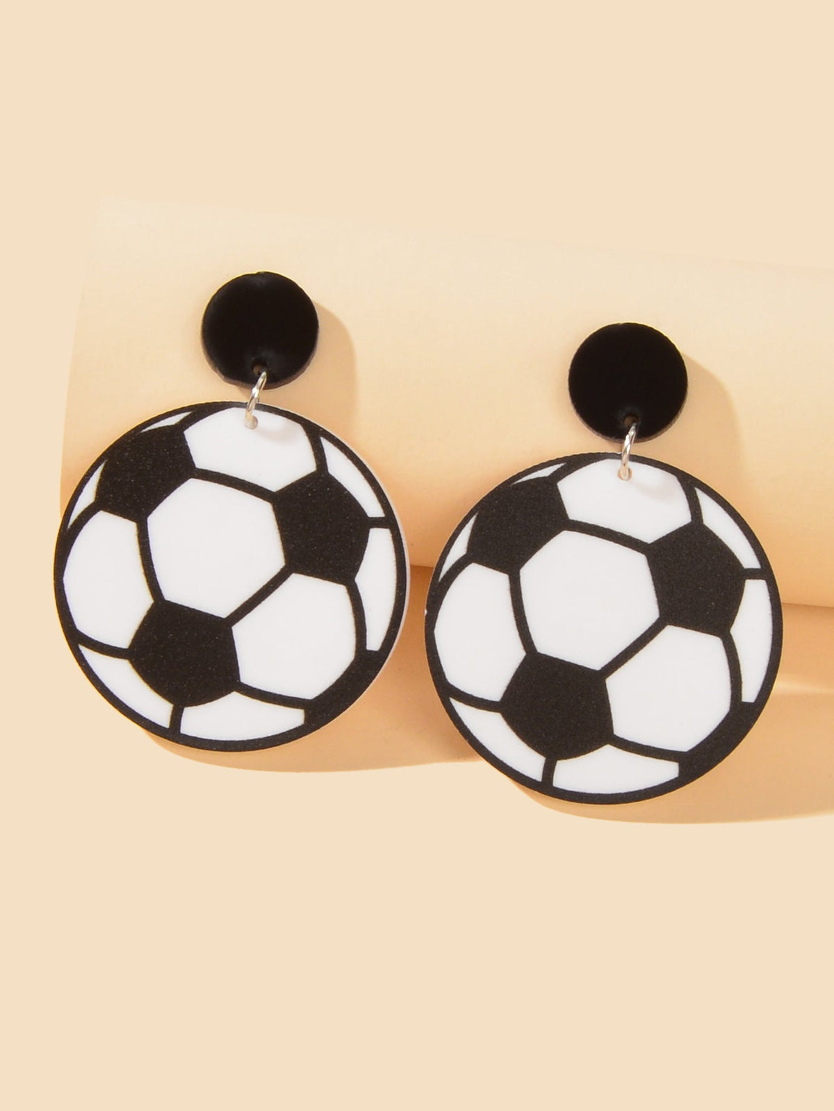 Handmade Acrylic Football World Cup Dangle Drop Earrings Unique Soccer Jewellery