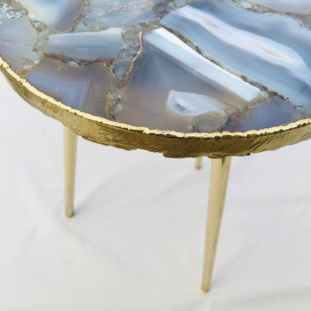 Banded Agate Side Table, Round Top