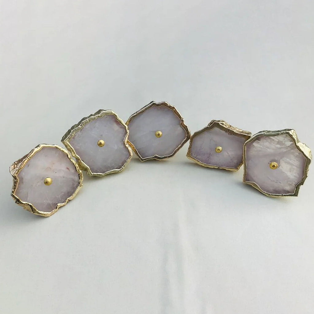 Rose Quartz Slice Cabinet Knobs
