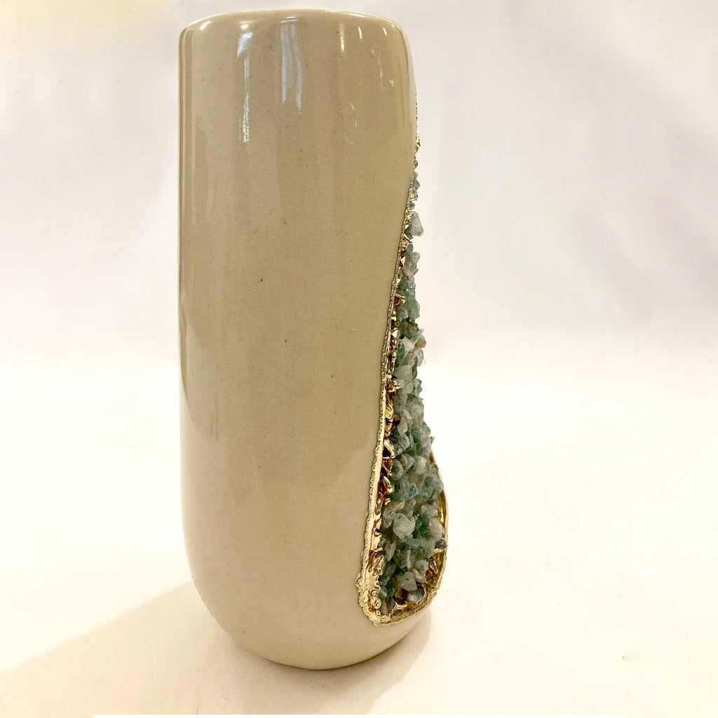 Set of 2 Cream Ceramic Vases
