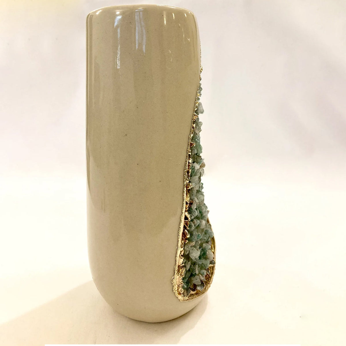 Set of 2 Cream Ceramic Vases