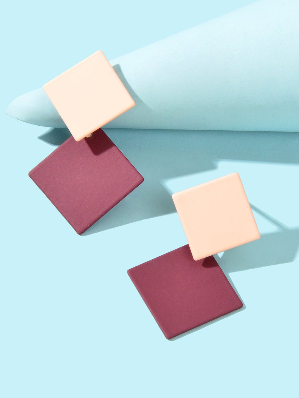 Chic Colourful Enamel Square Simple Geometric Stud Earrings Statement Jewellery