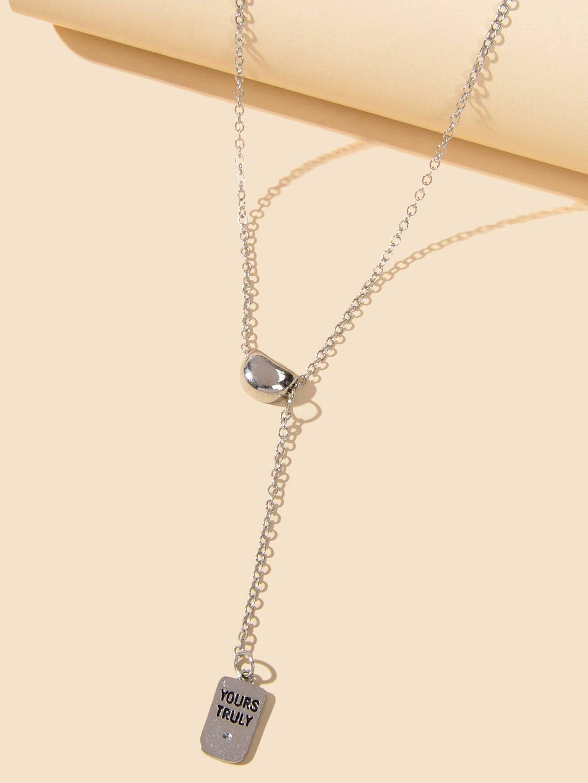 Punk Hip Hop Jewelry Silver Chain Yours Truly Square Necklace Trendy Accessories