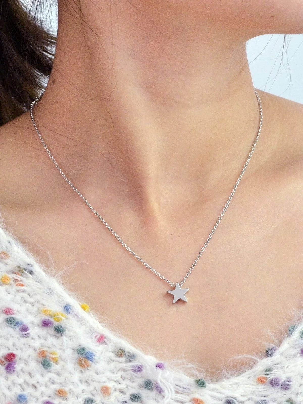 Minimalist Style Silver Chain Star Pendant Necklace Wholesale Price Accessories