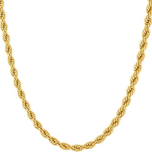 4mm Rope Chain 24k Gold Plated Necklaces-0