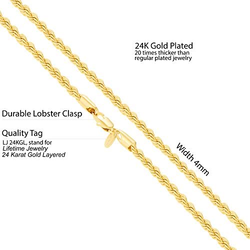 4mm Rope Chain 24k Gold Plated Necklaces-3