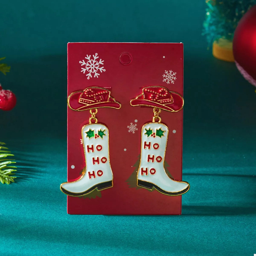 Christmas Cowboy Boots Earrings - n/a at Dealshubindia