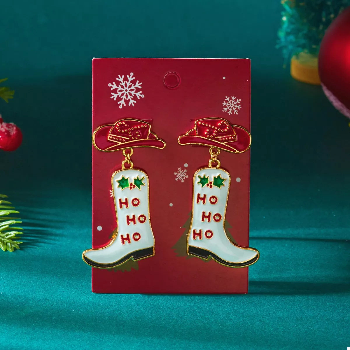Christmas Cowboy Boots Earrings - n/a at Dealshubindia