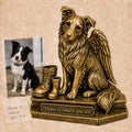 Personalised Dog Memorial Figurine | Angel Wings Pet Remembrance | Antique Brass Statue