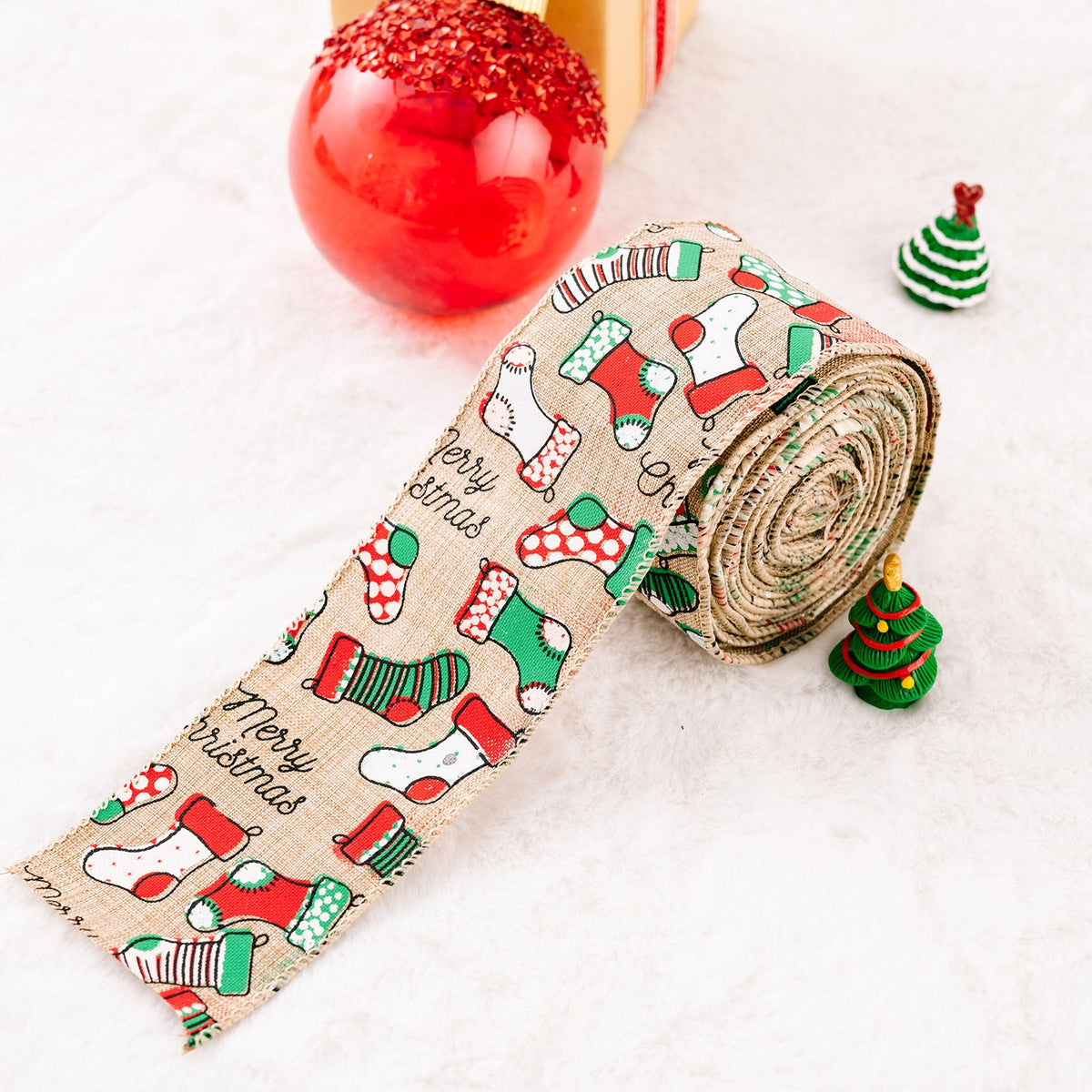 Christmas Polyester Ribbon - n/a at Dealshubindia