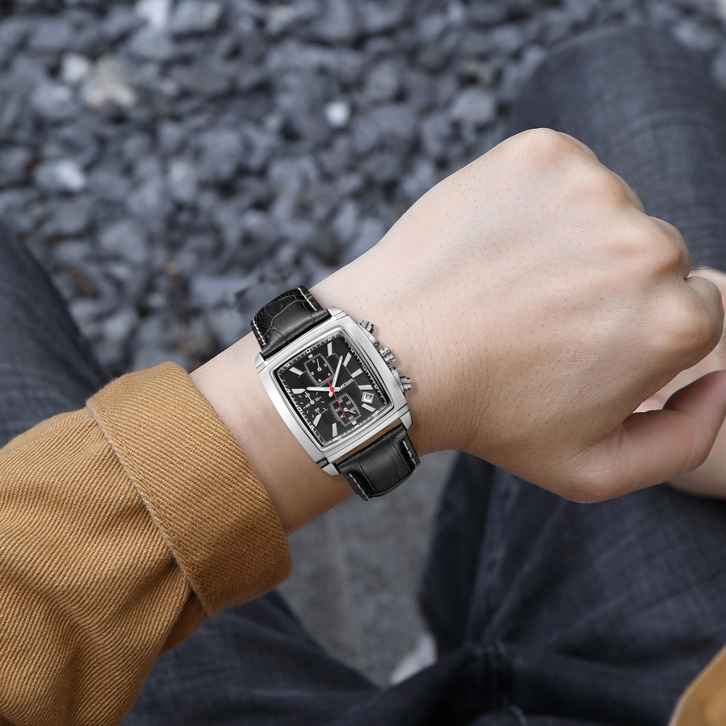 MEGIR Watch Men Business Wristwatch Rectangle Quartz Military Watches Waterproof Luminous Leather Strap Sport Casual Clock Reloj Hombre 2028 - (store front) default at Dealshubindia
